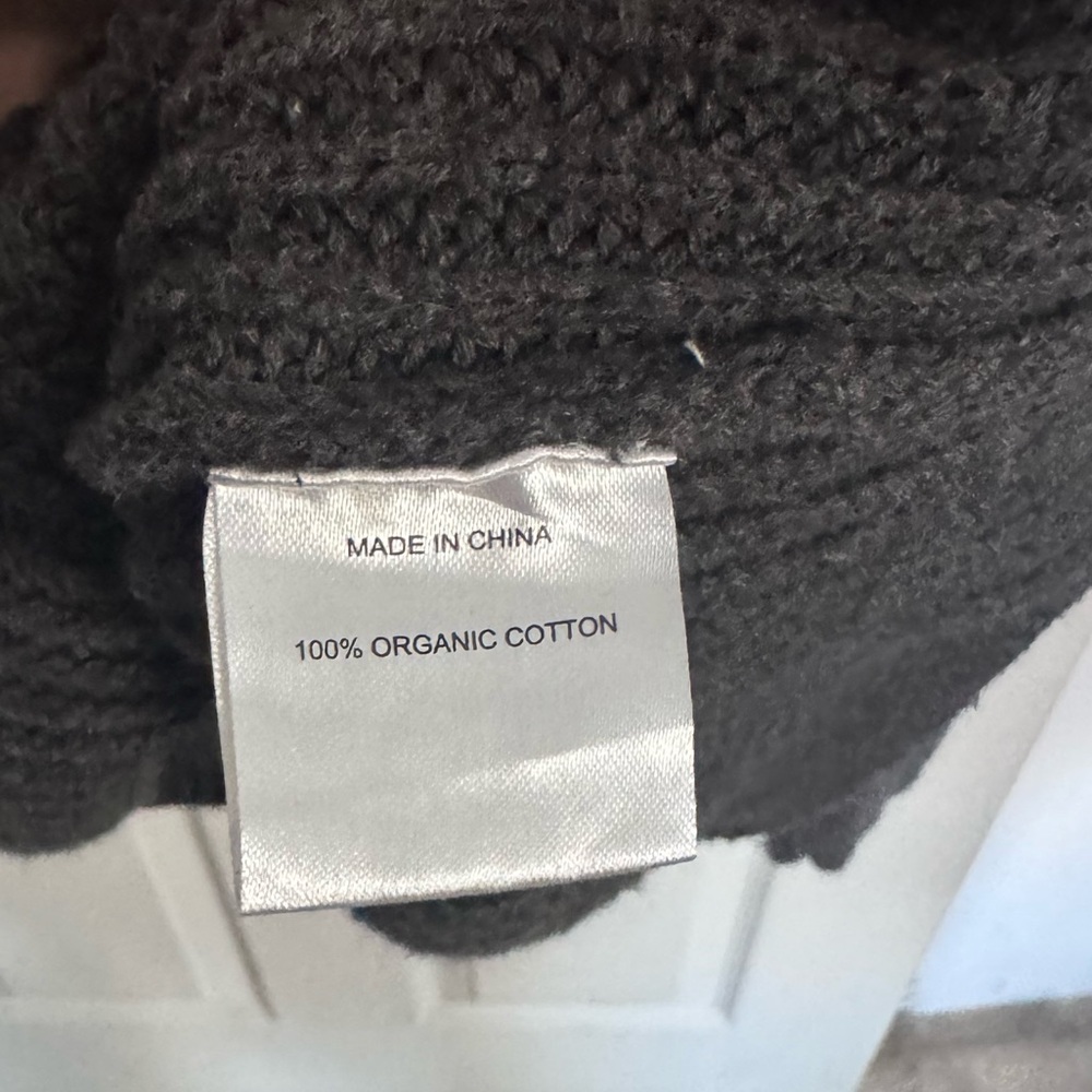 Quince Organic Cotton Gray Sweater Chunky Fisherman Crew Rib Ribbed Knit Size M - Picture 6 of 12